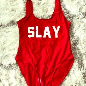 “SLAY” Red Swimsuit!